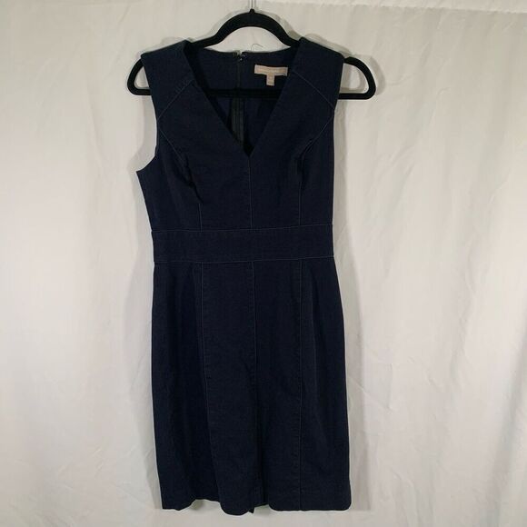 Banana Republic Shift Dress Women's 6 Dark Blue Sleeveless Vneck Zip Back - Picture 1 of 7